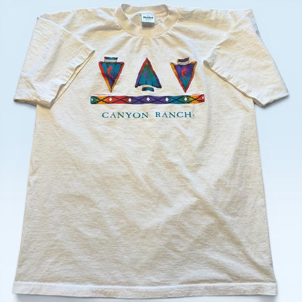 Vintage Canyon Ranch Shirt Mens XL White Arrowhead Murina Tee T-Shirt USA